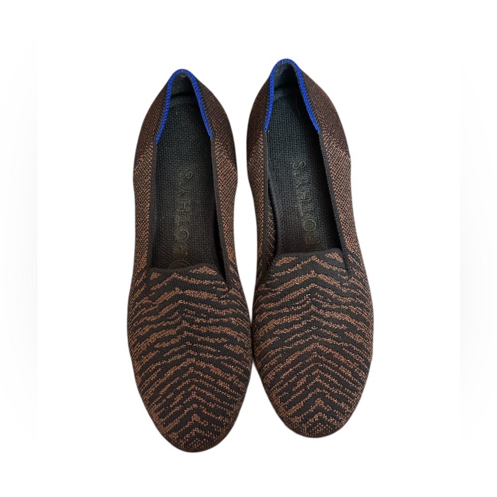 Rothy's “Twilight Metallic “ Brown & Black zebra Knit Flats size 6.5